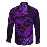 Polynesian Turtle Valentine Family Matching Long Sleeve Bodycon Dress and Hawaiian Shirt You And Me Purple Hibiscus Heart LT01 - Polynesian Pride