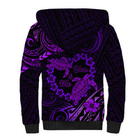 Polynesian Turtle Valentine Sherpa Hoodie You And Me Purple Hibiscus Heart LT01 - Polynesian Pride