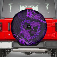 Polynesian Turtle Valentine Spare Tire Cover You And Me Purple Hibiscus Heart LT01 - Polynesian Pride