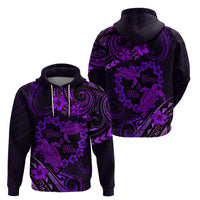 Polynesian Turtle Valentine Zip Hoodie You And Me Purple Hibiscus Heart LT01 - Polynesian Pride