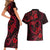 Polynesian Turtle Valentine Couples Matching Short Sleeve Bodycon Dress and Hawaiian Shirt You And Me Red Hibiscus Heart LT01 - Polynesian Pride