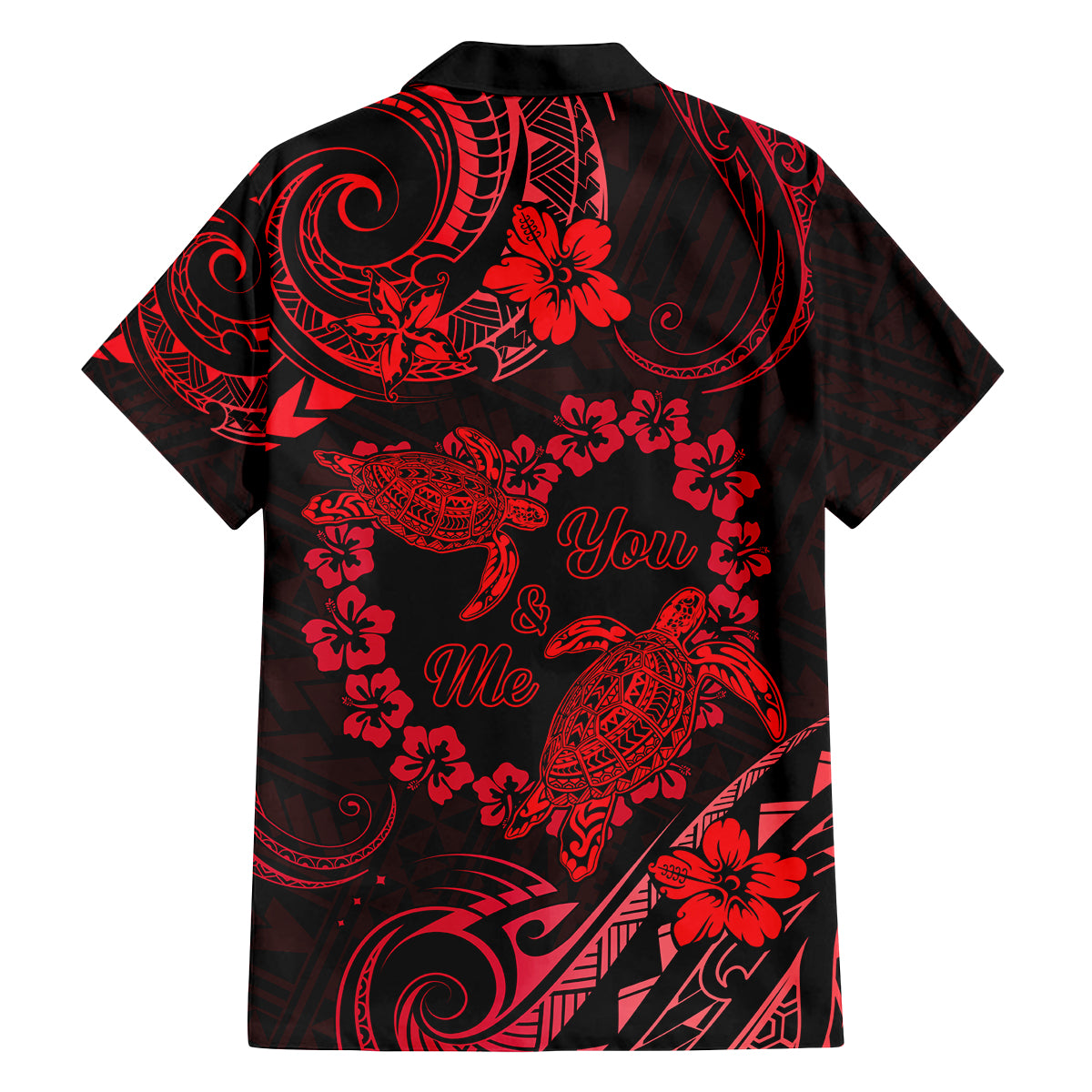 Polynesian Turtle Valentine Family Matching Summer Maxi Dress and Hawaiian Shirt You And Me Red Hibiscus Heart LT01 - Polynesian Pride