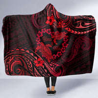 Polynesian Turtle Valentine Hooded Blanket You And Me Red Hibiscus Heart LT01 - Polynesian Pride