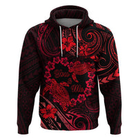 Polynesian Turtle Valentine Hoodie You And Me Red Hibiscus Heart LT01 Pullover Hoodie Red - Polynesian Pride