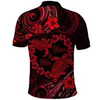 Polynesian Turtle Valentine Polo Shirt You And Me Red Hibiscus Heart LT01 - Polynesian Pride