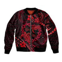 Polynesian Turtle Valentine Sleeve Zip Bomber Jacket You And Me Red Hibiscus Heart LT01 Unisex Red - Polynesian Pride