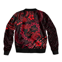 Polynesian Turtle Valentine Sleeve Zip Bomber Jacket You And Me Red Hibiscus Heart LT01 - Polynesian Pride