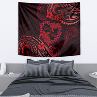 Polynesian Turtle Valentine Tapestry You And Me Red Hibiscus Heart LT01 - Polynesian Pride