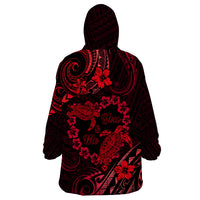 Polynesian Turtle Valentine Wearable Blanket Hoodie You And Me Red Hibiscus Heart LT01 - Polynesian Pride