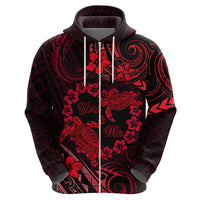 Polynesian Turtle Valentine Zip Hoodie You And Me Red Hibiscus Heart LT01 - Polynesian Pride