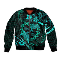 Polynesian Turtle Valentine Bomber Jacket You And Me Turquoise Hibiscus Heart LT01 Unisex Turquoise - Polynesian Pride