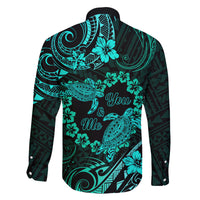 Polynesian Turtle Valentine Family Matching Off Shoulder Long Sleeve Dress and Hawaiian Shirt You And Me Turquoise Hibiscus Heart LT01 - Polynesian Pride