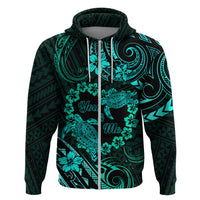 Polynesian Turtle Valentine Hoodie You And Me Turquoise Hibiscus Heart LT01 Zip Hoodie Turquoise - Polynesian Pride