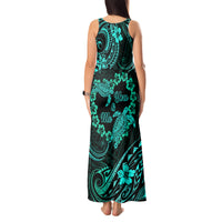 Polynesian Turtle Valentine Tank Maxi Dress You And Me Turquoise Hibiscus Heart LT01 - Polynesian Pride