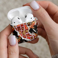 Hawaii Japanese Culture Black AirPods Case Spring Cranes Aloha Pattern