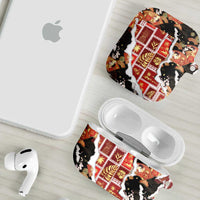 Hawaii Japanese Culture Black AirPods Case Spring Cranes Aloha Pattern
