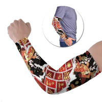 Hawaii Japanese Culture Black Arm Sleeves Spring Cranes Aloha Pattern
