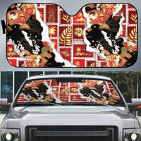 Hawaii Japanese Culture Black Auto Sun Shade Spring Cranes Aloha Pattern