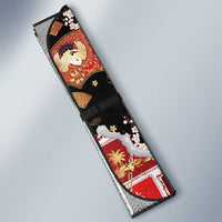 Hawaii Japanese Culture Black Auto Sun Shade Spring Cranes Aloha Pattern