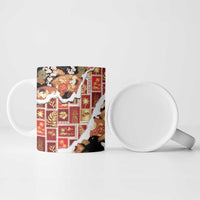 Hawaii Japanese Culture Black Ceramic Mug Spring Cranes Aloha Pattern
