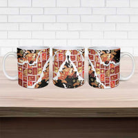 Hawaii Japanese Culture Black Ceramic Mug Spring Cranes Aloha Pattern