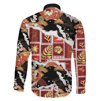 Hawaii Japanese Culture Black Family Matching Mermaid Dress and Hawaiian Shirt Spring Cranes Aloha Pattern
