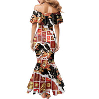 Hawaii Japanese Culture Black Family Matching Mermaid Dress and Hawaiian Shirt Spring Cranes Aloha Pattern