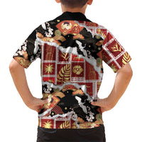 Hawaii Japanese Culture Black Family Matching Off Shoulder Short Dress and Hawaiian Shirt Spring Cranes Aloha Pattern LT01 - Polynesian Pride