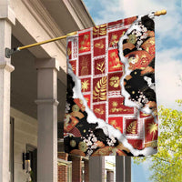 Hawaii Japanese Culture Black Garden Flag Spring Cranes Aloha Pattern