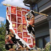 Hawaii Japanese Culture Black Garden Flag Spring Cranes Aloha Pattern
