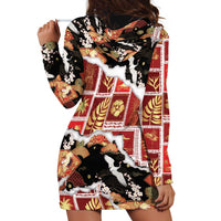 Hawaii Japanese Culture Black Hoodie Dress Spring Cranes Aloha Pattern