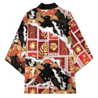 Hawaii Japanese Culture Black Kimono Spring Cranes Aloha Pattern