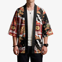 Hawaii Japanese Culture Black Kimono Spring Cranes Aloha Pattern