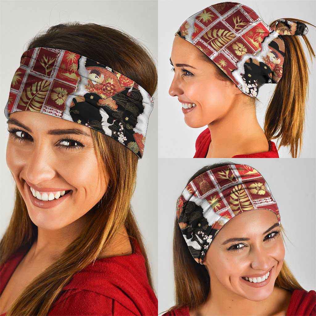 Hawaii Japanese Culture Black Neck Gaiter Spring Cranes Aloha Pattern