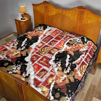 Hawaii Japanese Culture Black Quilt Spring Cranes Aloha Pattern