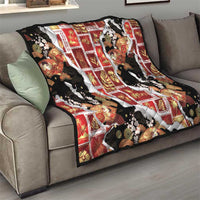 Hawaii Japanese Culture Black Quilt Spring Cranes Aloha Pattern