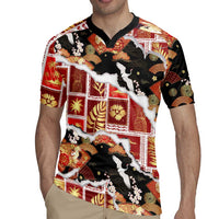 Hawaii Japanese Culture Black Rugby Jersey Spring Cranes Aloha Pattern