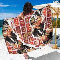 Hawaii Japanese Culture Black Sarong Spring Cranes Aloha Pattern