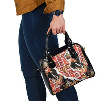 Hawaii Japanese Culture Black Shoulder Handbag Spring Cranes Aloha Pattern