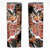 Hawaii Japanese Culture Black Skinny Tumbler Spring Cranes Aloha Pattern LT01 Black - Polynesian Pride