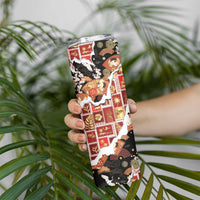 Hawaii Japanese Culture Black Skinny Tumbler Spring Cranes Aloha Pattern LT01 - Polynesian Pride