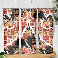 Hawaii Japanese Culture Black Skinny Tumbler Spring Cranes Aloha Pattern LT01 - Polynesian Pride