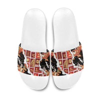 Hawaii Japanese Culture Black Slide Sandals Spring Cranes Aloha Pattern