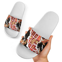 Hawaii Japanese Culture Black Slide Sandals Spring Cranes Aloha Pattern