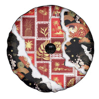 Hawaii Japanese Culture Black Spare Tire Cover Spring Cranes Aloha Pattern