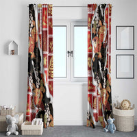 Hawaii Japanese Culture Black Window Curtain Spring Cranes Aloha Pattern