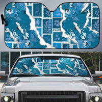 Hawaii Japanese Culture Blue Auto Sun Shade Spring Cranes Aloha Pattern LT01 Blue - Polynesian Pride