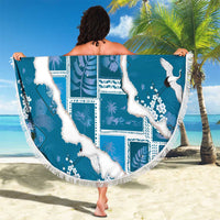 Hawaii Japanese Culture Blue Beach Blanket Spring Cranes Aloha Pattern