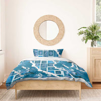 Hawaii Japanese Culture Blue Bedding Set Spring Cranes Aloha Pattern LT01 - Polynesian Pride