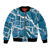 Hawaii Japanese Culture Blue Bomber Jacket Spring Cranes Aloha Pattern